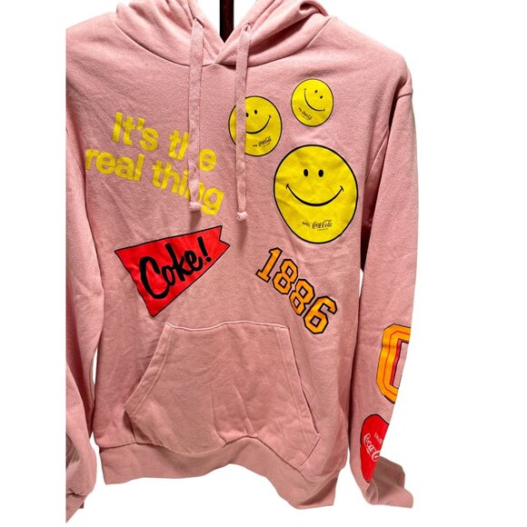 Coca Cola Women’s Pink Pullover Hoodie Coke It's the Real Thing Sweatshirt Sz M - Picture 3 of 7